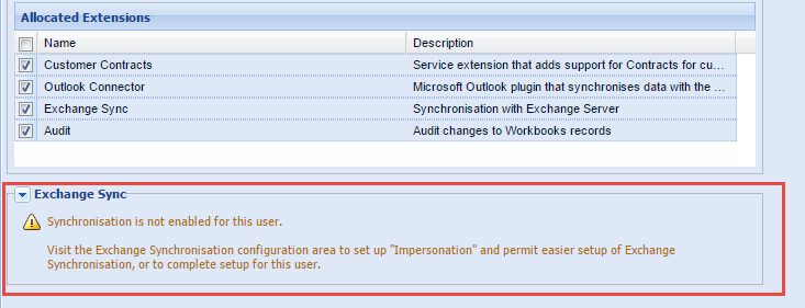 Exchange sync message