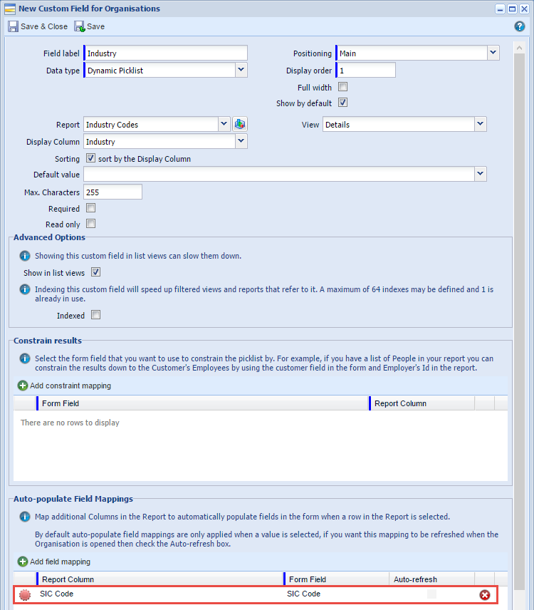 creating report for dynamic picklist