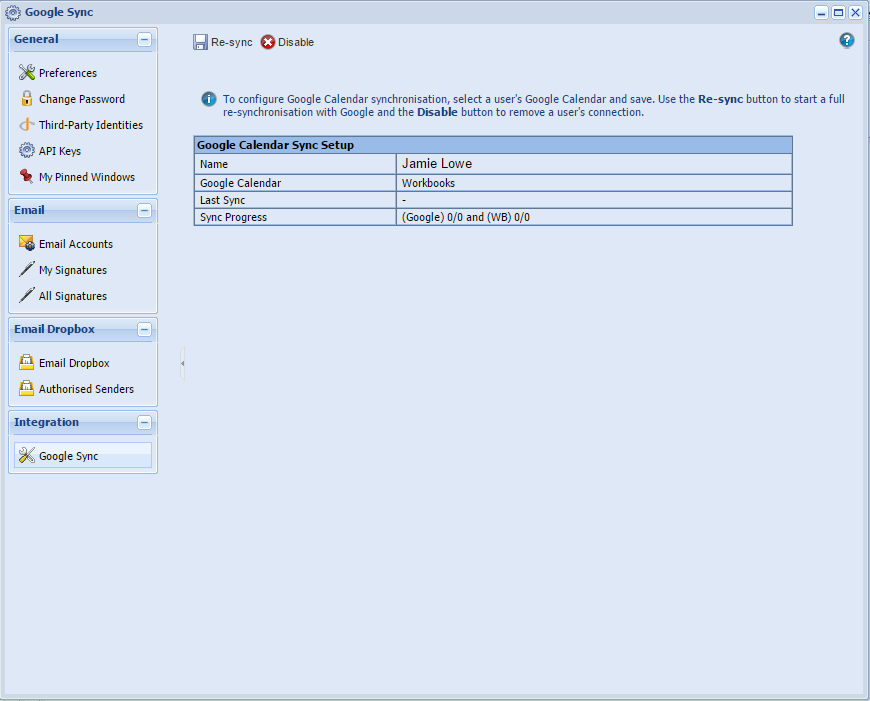 Synchronising calendar