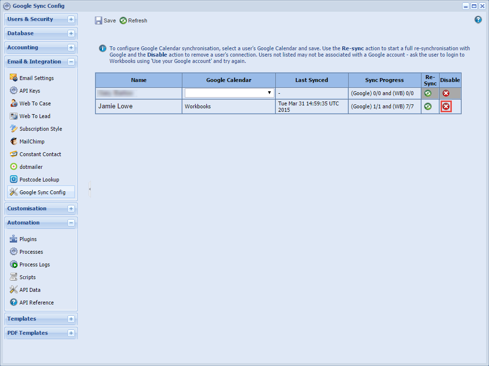 Google Sync config image