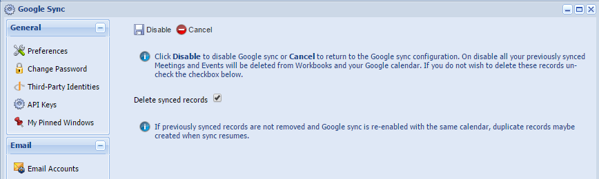 Google Sync message