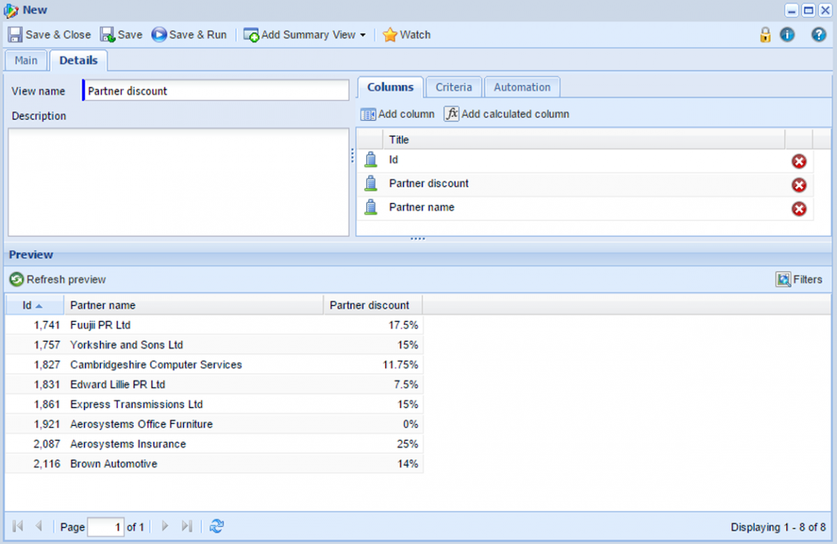 Click to enlarge Own organisation report