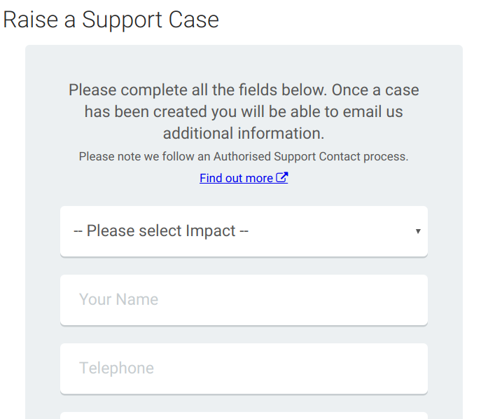 Raise a case form