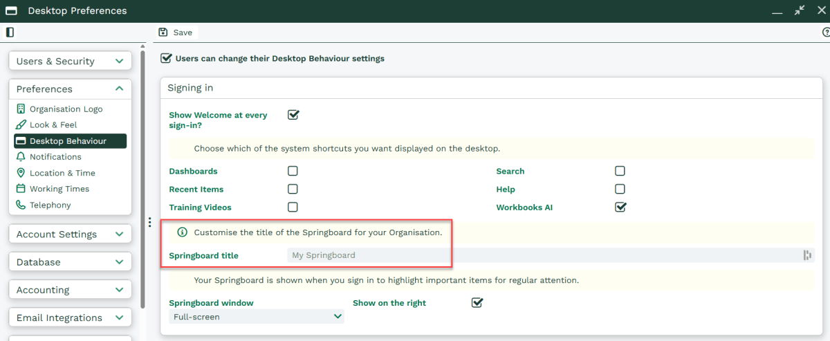 Springboard | Workbooks CRM Support