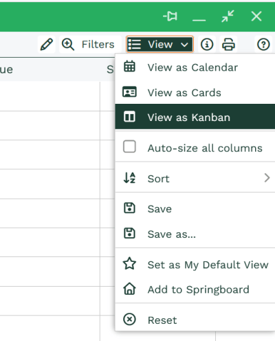 Kanban View on Activity Records | Workbooks CRM Support