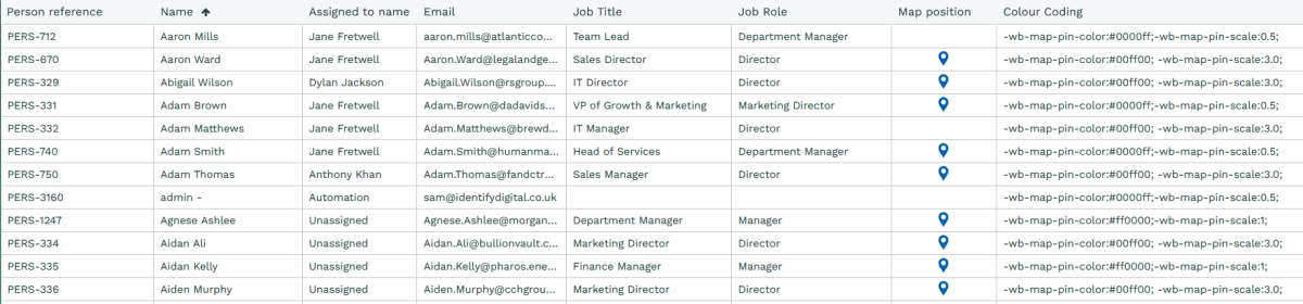 Job Map Pin Worked Example - Changing the Map Pin Colour and Size based on a Person ...